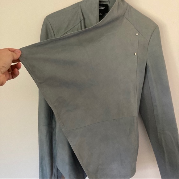 LAMARQUE Leather Cropped Jacket Sz S Graystone - Picture 5 of 12